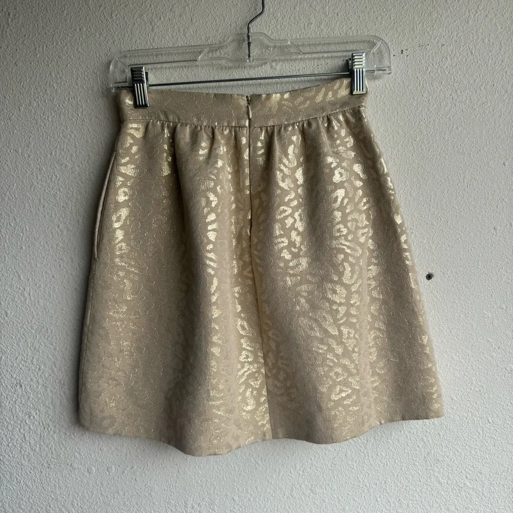 Sezane Jupe Alphonsine Golden Leopard Metallic Jacquard Mini Skirt size 2 - Picture 5 of 8